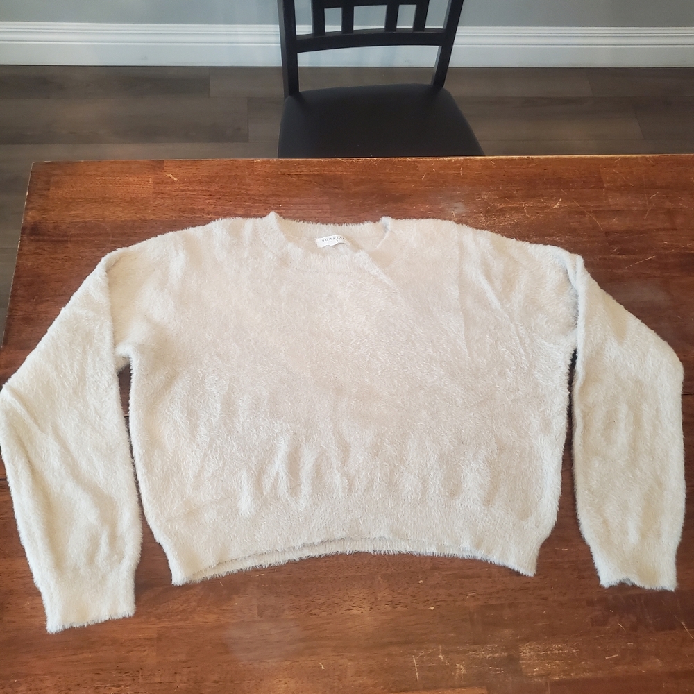 DownEast Cream Crew Neck Sweater Soft Knit